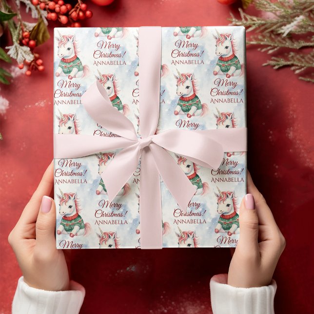 Cute Christmas Unicorn  Wrapping Paper (Creator Uploaded)