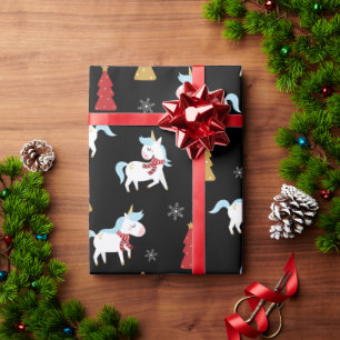 Cute Christmas Unicorns Winter Holidays Gift Wrapping Paper