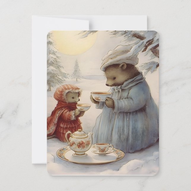cute christmas vintage tea  holiday card (Front)