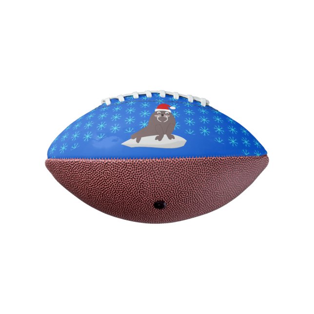 Cute Christmas Walrus and Snowflakes Football (Rotated 270)