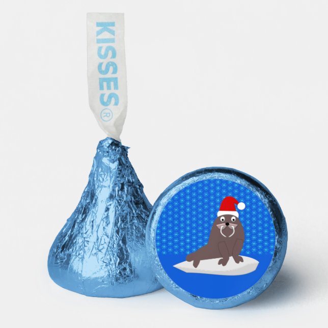 Cute Christmas Walrus and Snowflakes Hershey®'s Kisses® (Front)