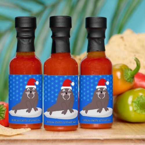 Cute Christmas Walrus and Snowflakes Hot Sauces