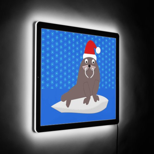 Cute Christmas Walrus and Snowflakes LED Sign