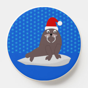 Cute Christmas Walrus and Snowflakes PopSocket