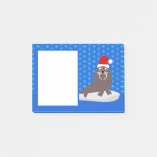 Cute Christmas Walrus and Snowflakes Post-it Notes