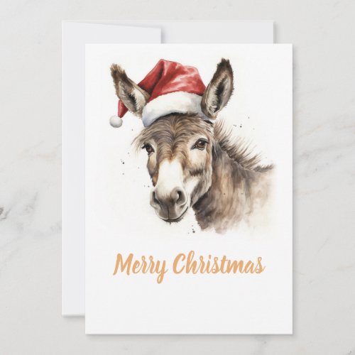 Cute Christmas Watercolor Donkey Holiday Card