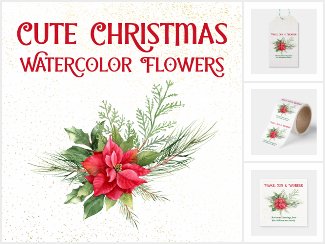 Cute Christmas Watercolor Flowers