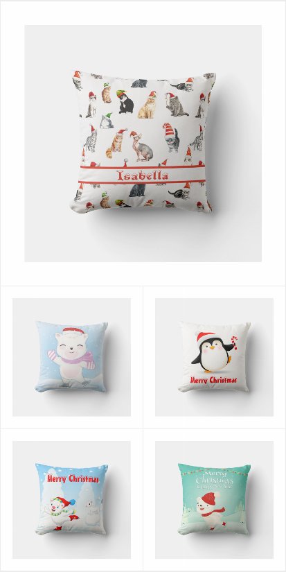 Cute Christmas Watercolor Nursery Throw Pillows