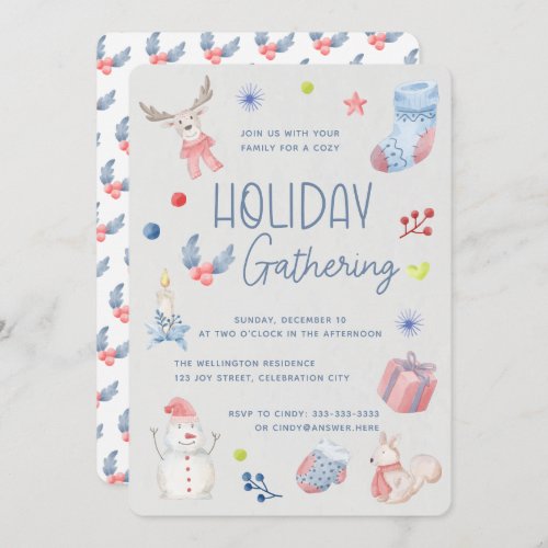 Cute Christmas Watercolor Script Family Holiday Invitation