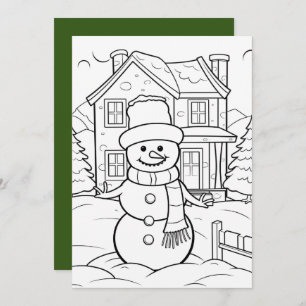 Cute Christmas watercolor snowman add message kids Holiday Card