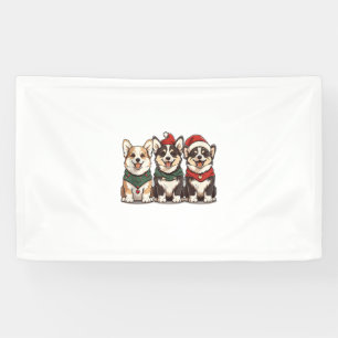 Cute Christmas Welsh Corgi Dogs Santa Puppy Holida Banner