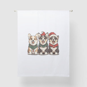 Cute Christmas Welsh Corgi Dogs Santa Puppy Holida Sheer Curtains