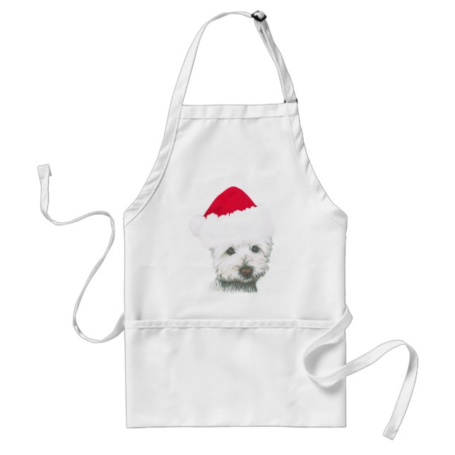 Cute Christmas Westie Dog Adult Apron (Front)