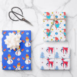 Cute Christmas Whimsical Snowman Santa Reindeer Wrapping Paper Sheets<br><div class="desc">This modern holidays design features three different Christmas patterns featuring cute whimsical snowman,  Santa Claus and reindeer. Perfect for Christmas holidays #christmas #holidays #festive #seasonal #wrappingpaper #giftwrap #giftwrappingsupplies #partysupplies #crafts #party #gift #gifts</div>