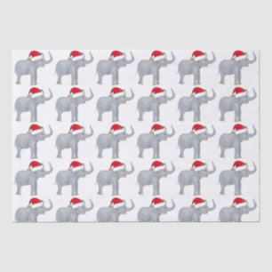 Cute Christmas White Elephant in Santa Hat Tissue Paper