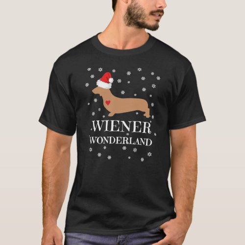 Cute Christmas Wiener Wonderland Dachshund Holiday T_Shirt