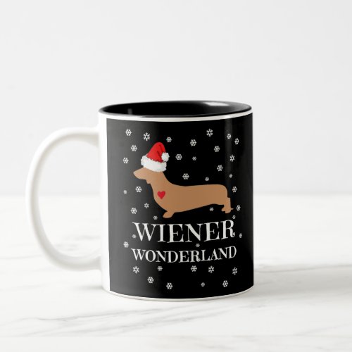 Cute Christmas Wiener Wonderland Dachshund Holiday Two_Tone Coffee Mug