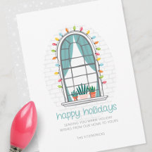 Cute Christmas Window Flat Holiday Card