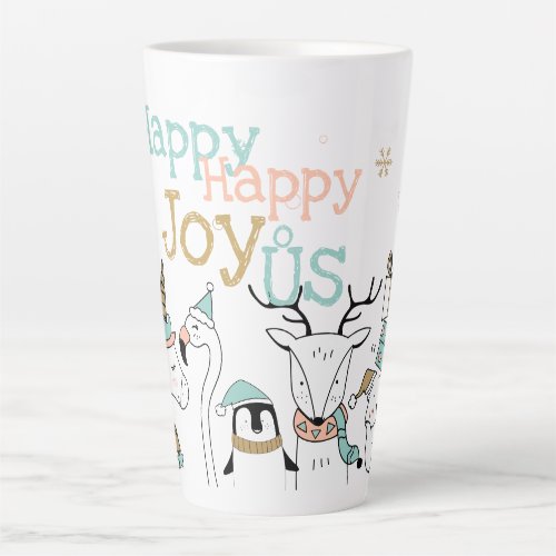 Cute Christmas Winter Animals Happy Happy Joy_ous Latte Mug