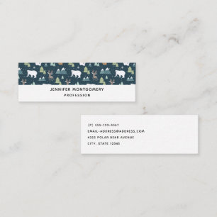 Cute Christmas Winter Animals Pattern Mini Busines Mini Business Card