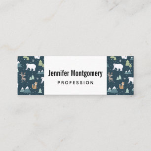 Cute Christmas Winter Animals Pattern Mini Business Card