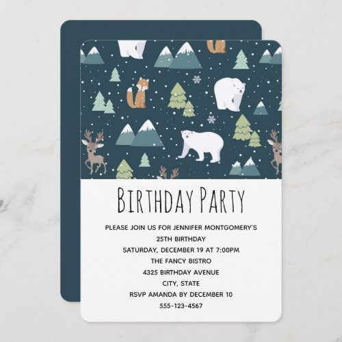 Cute Christmas Winter Animals Pattern Party Invitation