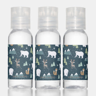 Cute Christmas Winter Animals Rustic Pattern Hand Sanitizer
