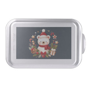 Cute Christmas/Winter bear in wreath Cake Pan
