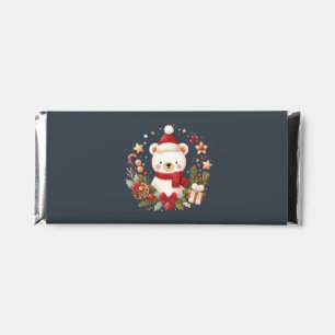 Cute Christmas/Winter bear in wreath Hershey Bar Favors