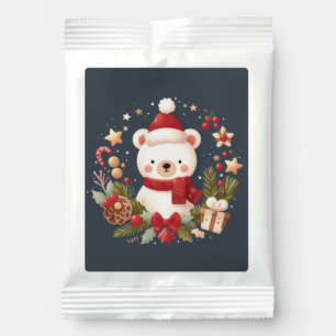 Cute Christmas/Winter bear in wreath Hot Chocolate Drink Mix