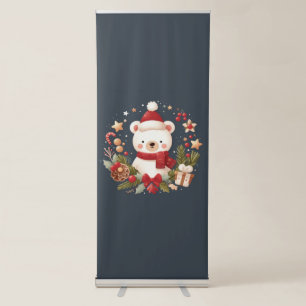 Cute Christmas/Winter bear in wreath Retractable Banner