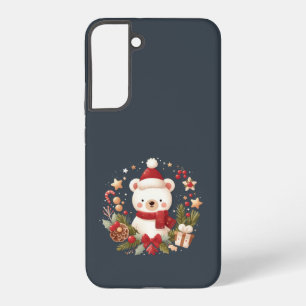 Cute Christmas/Winter bear in wreath Samsung Galaxy S22+ Case