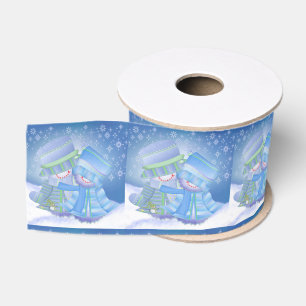 Cute Christmas Winter Blues Grosgrain Ribbon