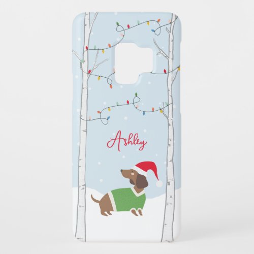 Cute Christmas Winter Holiday Dachshund Case_Mate Samsung Galaxy S9 Case