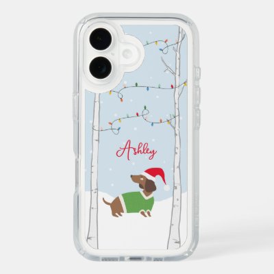 Cute Christmas Winter Holiday Dachshund iPhone 16 Case