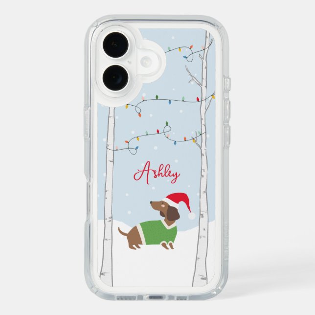Cute Christmas Winter Holiday Dachshund Speck iPhone Case (Front)