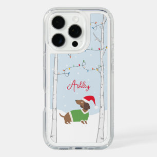 Cute Christmas Winter Holiday Dachshund iPhone 16 Pro Case