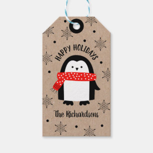 Cute Christmas Winter Penguin Happy Holidays Gift Tags