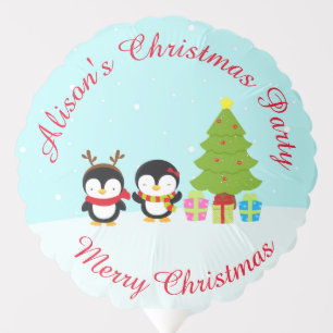 Cute Christmas Winter Penguins and Tree Balloon