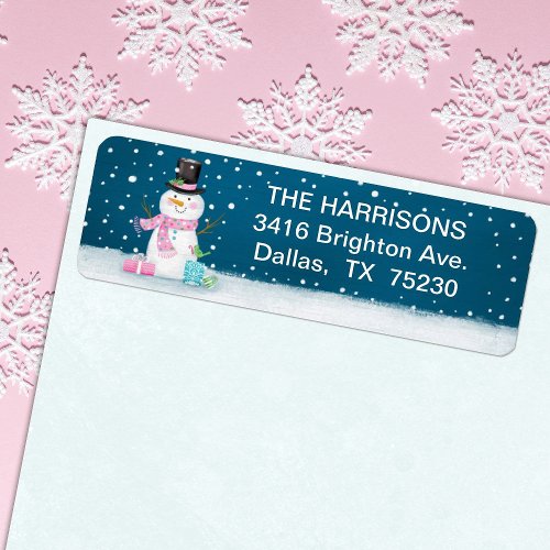 Cute Christmas Winter Snowman Address Label