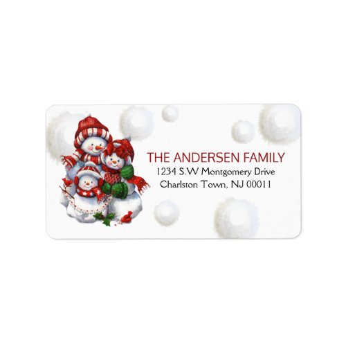 Cute Christmas Winter Snowman Family Label