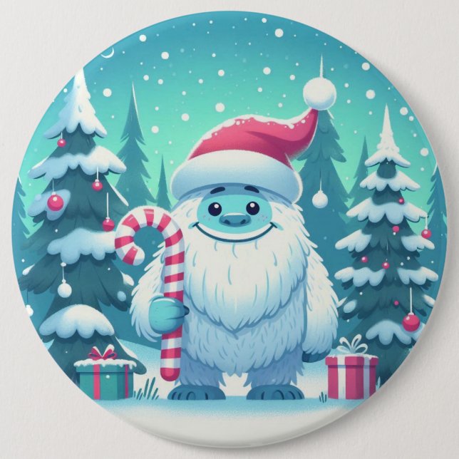 Cute Christmas/winter yeti Button (Front)