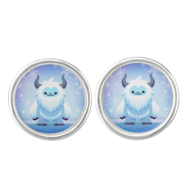 Cute Christmas/winter yeti Cufflinks (Front)