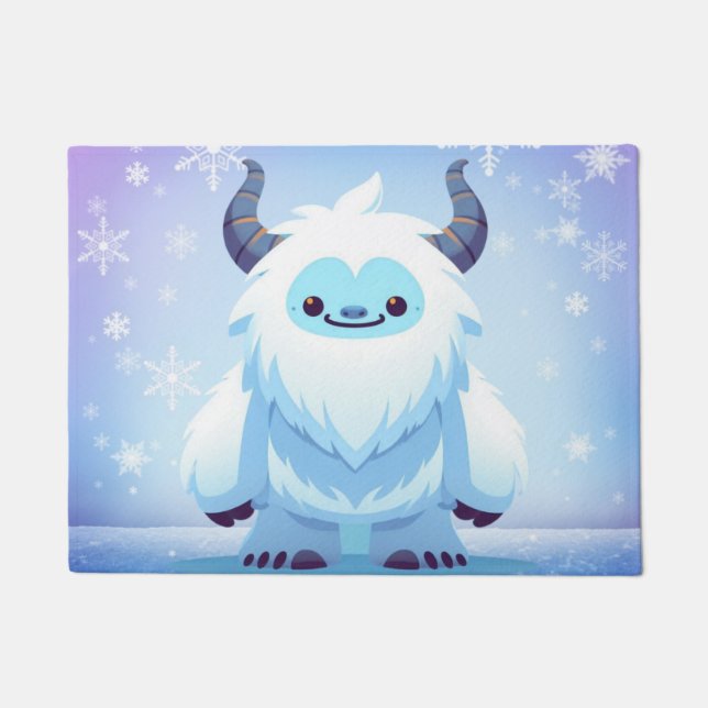 Cute Christmas/winter yeti Doormat (Front)