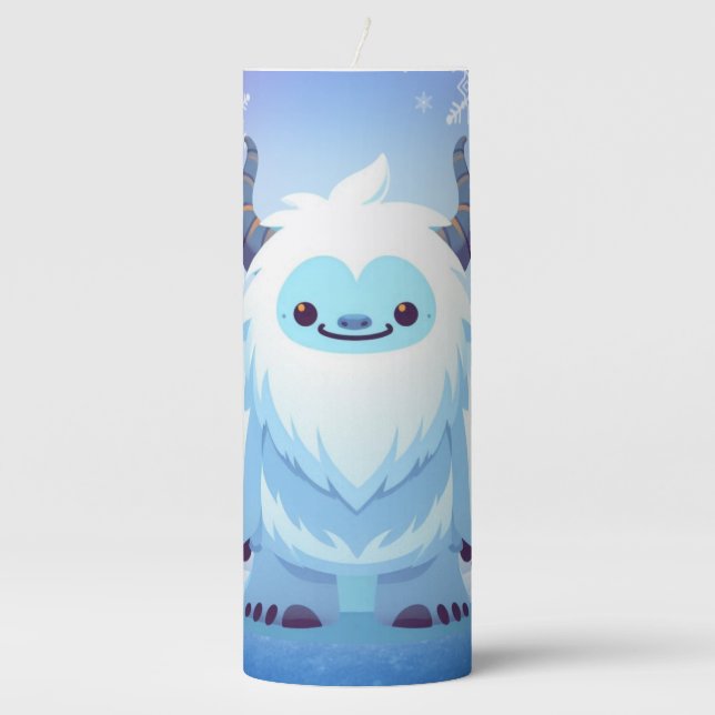 Cute Christmas/winter yeti Pillar Candle (Front)