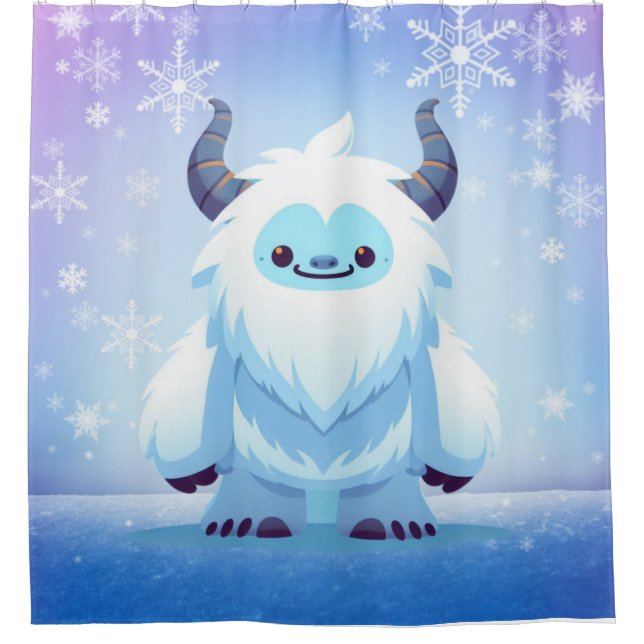 Cute Christmas/winter yeti Shower Curtain (Front)