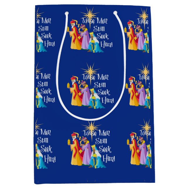 Cute Christmas Wise Men Religious Medium Gift Bag (Front)
