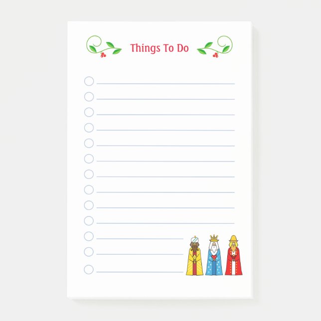 Cute Christmas Wise Men Things To Do Notes (Front)
