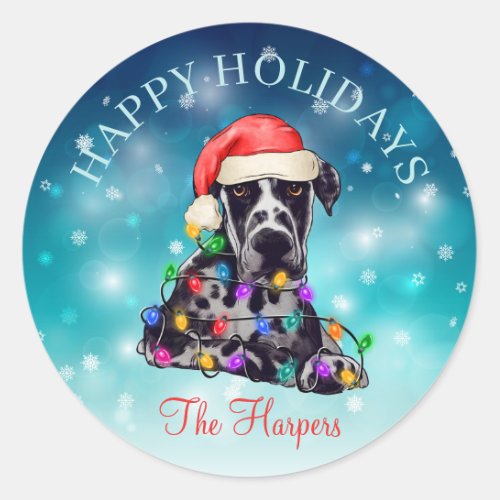 Cute Christmas Wish Happy Holidays Dog Pet Custom Classic Round Sticker