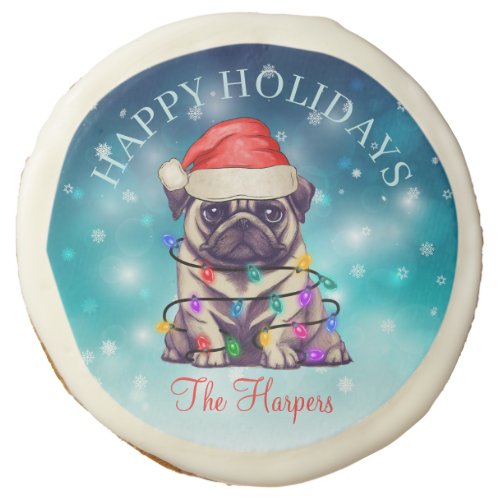 Cute Christmas Wish Happy Holidays Dog Pet Custom Sugar Cookie